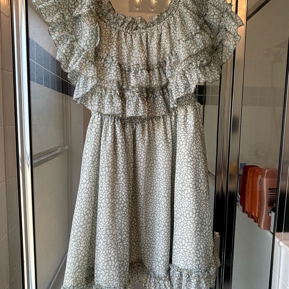 Charming Green Ruffle Dress